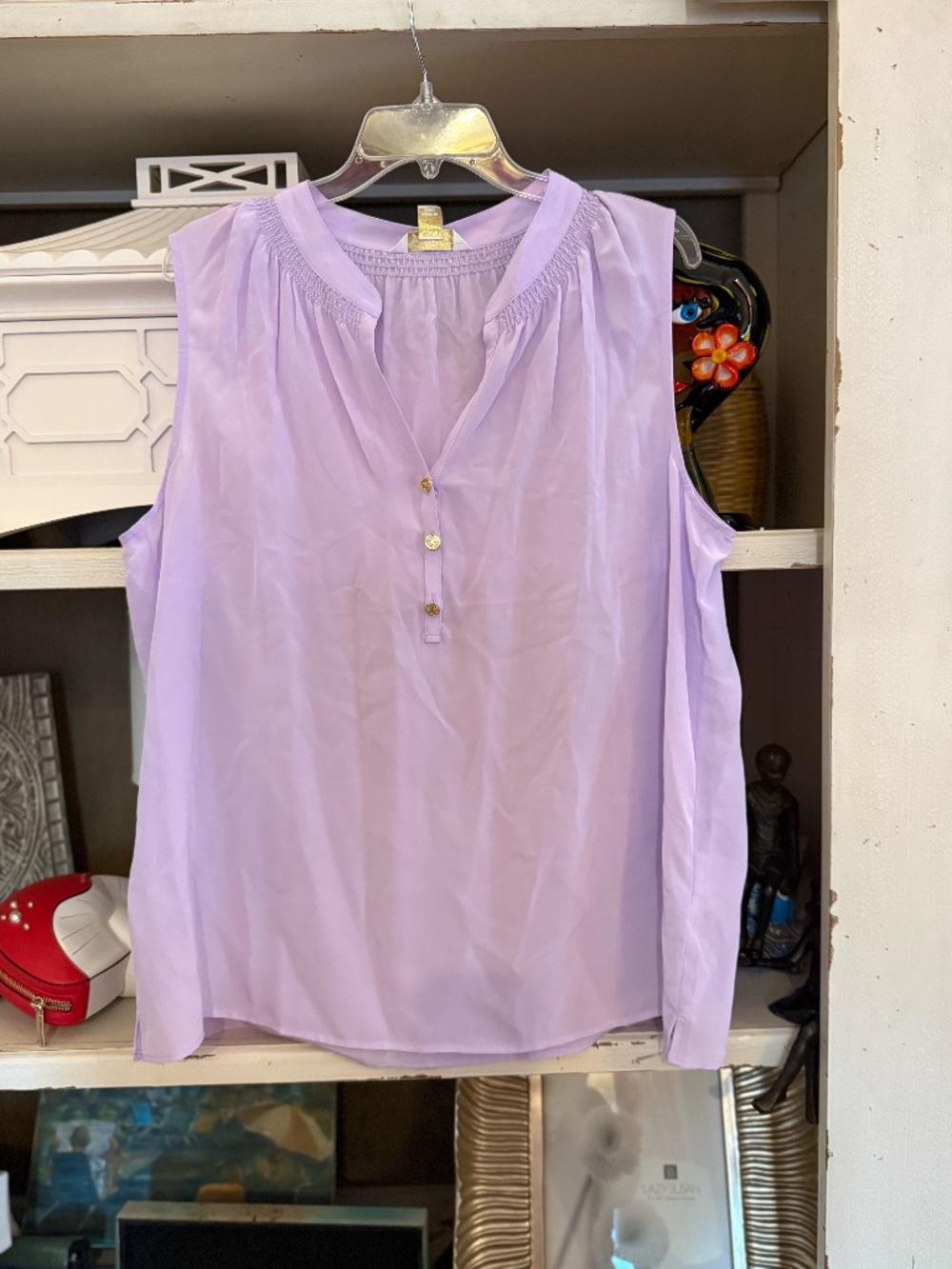 Lilly Pulitzer XL sleeveless elsa top lilac water hyacinth nwt - Picture 4 of 6